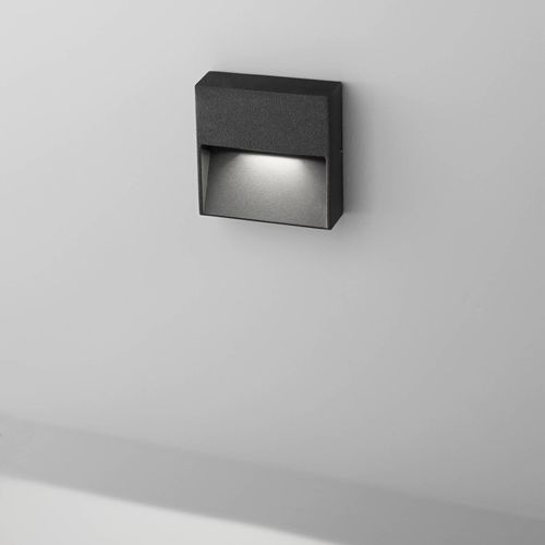 Egger DLS Außenwandlampe Vigo Q schwarz 11x11 cm Alu 3.000 K