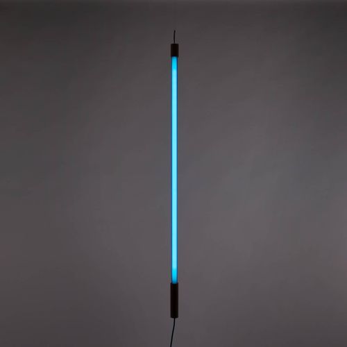 SELETTI LED-Leuchte Linea, blau, Holzdetails, universal
