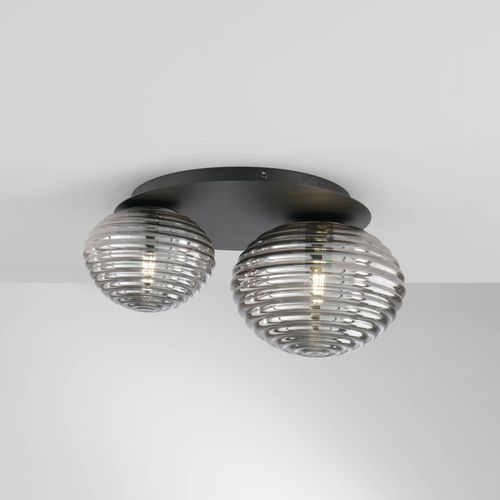 Deckenleuchte Ripple, schwarz/rauchgrau, 2-flammig