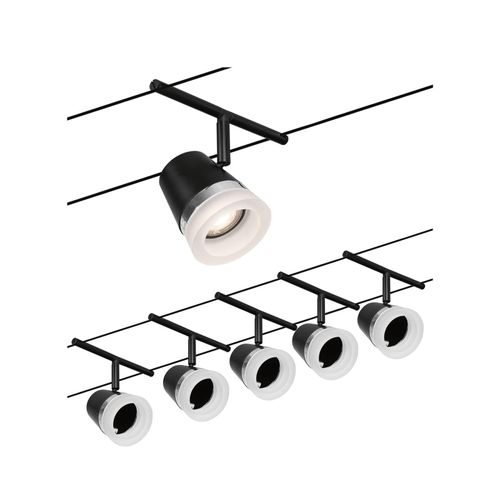 Paulmann Cone Seilsystem Basisset 5fl. schwarz mat