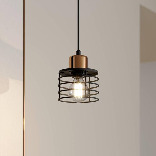 Hängeleuchte Edison in Schwarz/Kupfer, einflammig
