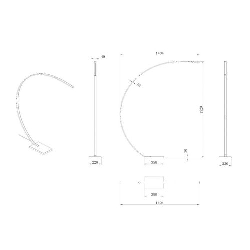 LED-Bogenleuchte Curve, gold matt, Marmor, 192 cm, dimmbar
