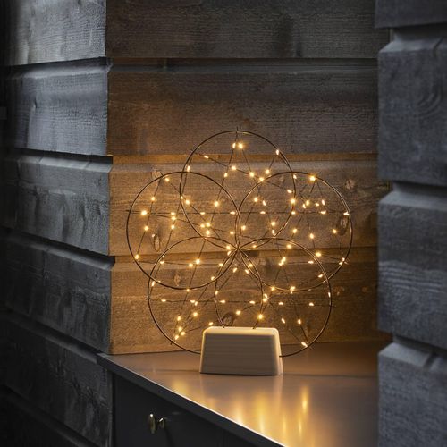 LED-Dekoleuchte 5 kleine Ringe, mit Holzfuß