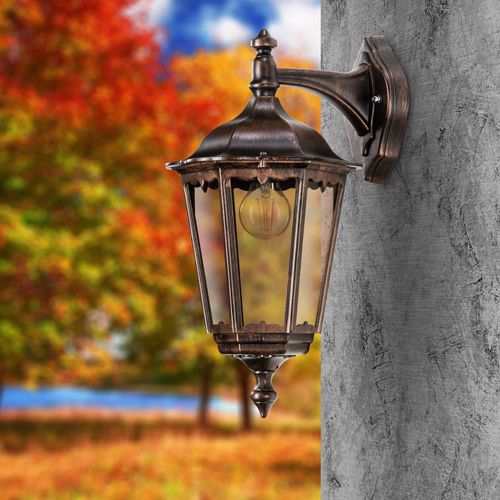 Außenwandlampe 1121 Laterne hängend schwarz-kupfer