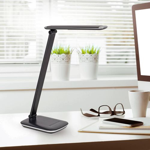 LED-Tischlampe MAULjazzy, schwarz, Höhe 43 cm, dim USB-Port