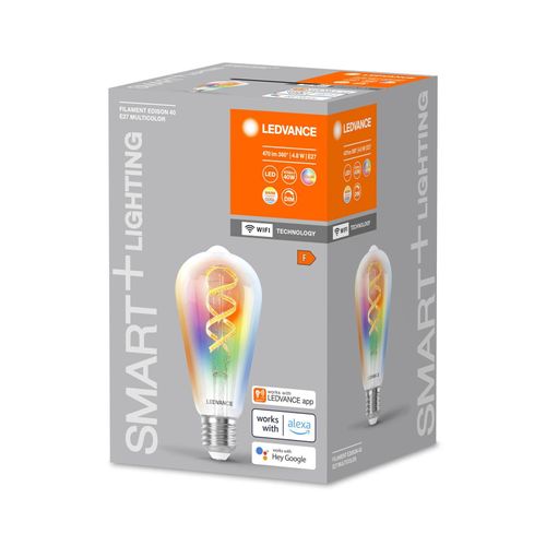 LEDVANCE SMART+ WiFi E27 4,8W Edison klar RGB CCT