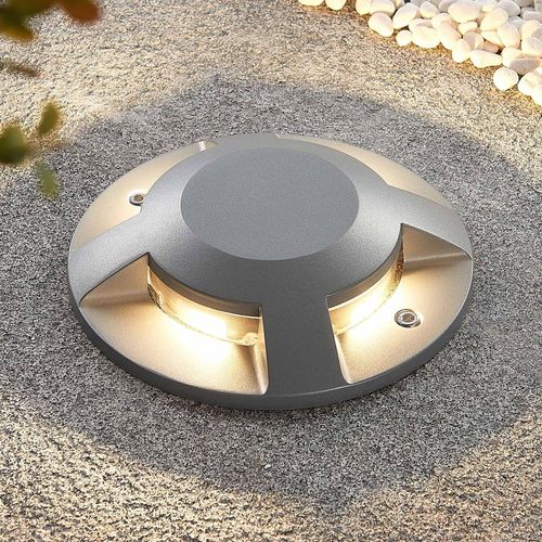 Lucande LED-Bodenstrahler Jeffrey, silber, 4 Lichtaustritte