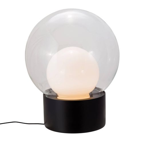 pulpo Tischleuchte Boule Medium, klar/opal/schwarz, Glas