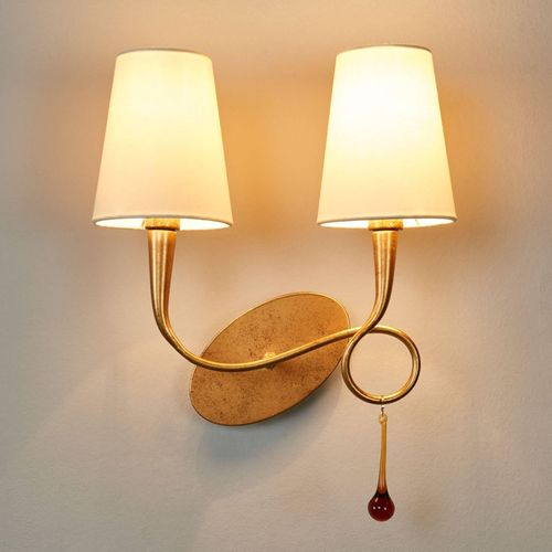 Wandleuchte Paola 2fl gold mit Textilschirmen
