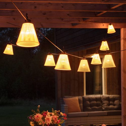 Lichterkette Biergarten Basis-Set mit Schirm gelb