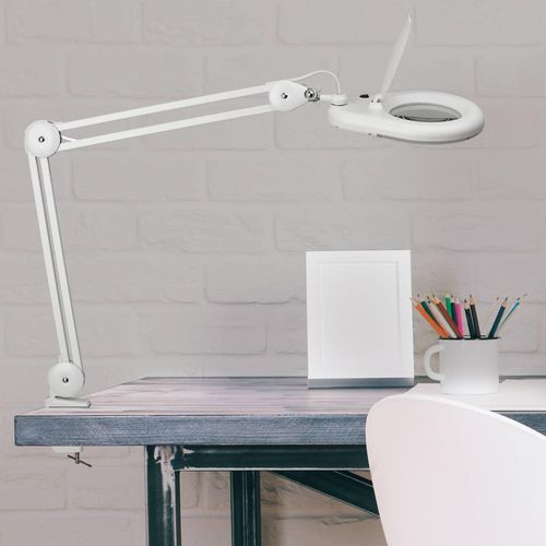 LED-Lupenleuchte MAULviso, weiß, Höhe 50 cm, Klemme