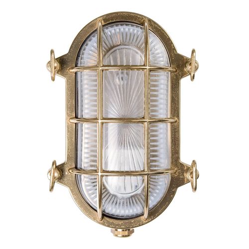 Wandlampe Tortuga oval 22,5cm messing natur/klar