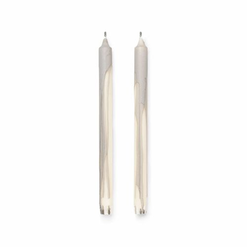ferm LIVING Kerze Dryp, grau, Höhe 30 cm, Stearin, 2er-Set