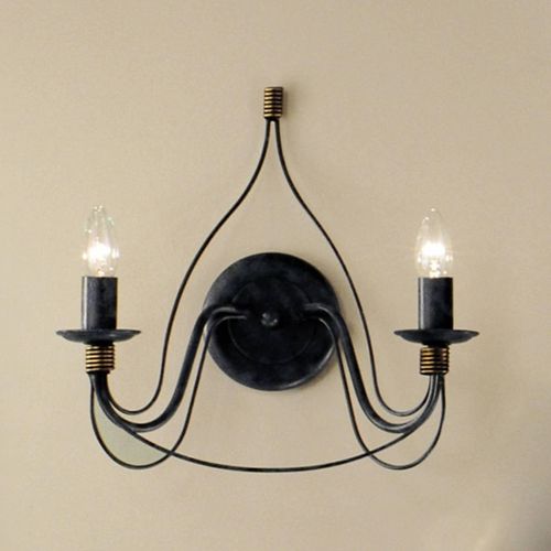 Wandlampe Filo, 2-flammig, blauschwarz, Metall, 35 cm breit