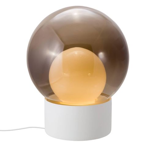pulpo Tischleuchte Boule Medium, rauchgrau/opal/weiß, Glas