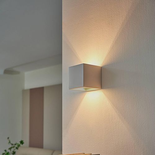 Lindby Wandleuchte Freja, weiß, Gips, up/down, bemalbar, G9