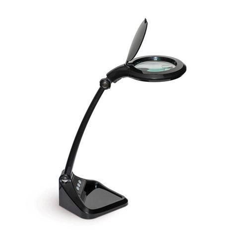 LED-Lupenleuchte MAULiris, schwarz, Höhe 37 cm, dimmbar