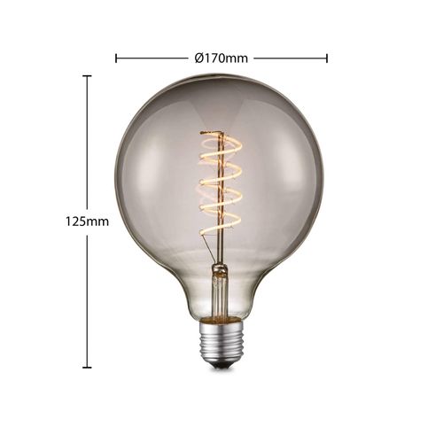 Lucande LED-Leuchtmittel E27 G125 4 W rauch 1.800 K dimmbar