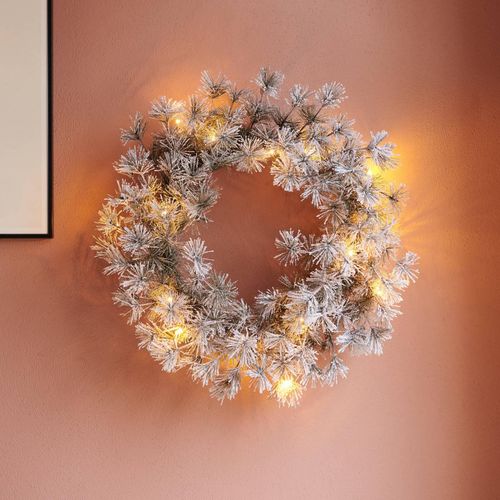 LED-Kranz Alfi, grün/verschneit, Ø 45 cm