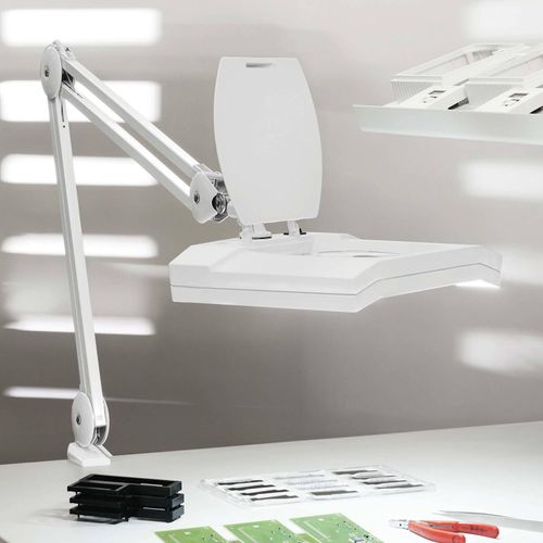 LED-Lupenleuchte MAULvitrum, weiß, Klemme, Metall