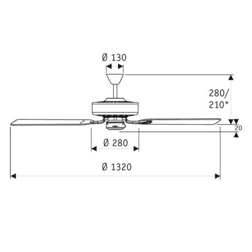 Deckenventilator Classic Royal 132 chrom/Buche