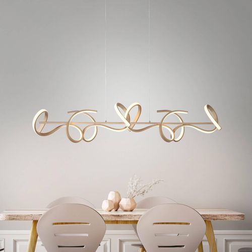 LED-Hängeleuchte Curls, messing, Metall, 99 cm lang, dimmbar
