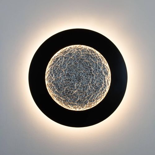 LED-Wandleuchte Luna Pietra, braun-schwarz/silber, Ø 80 cm