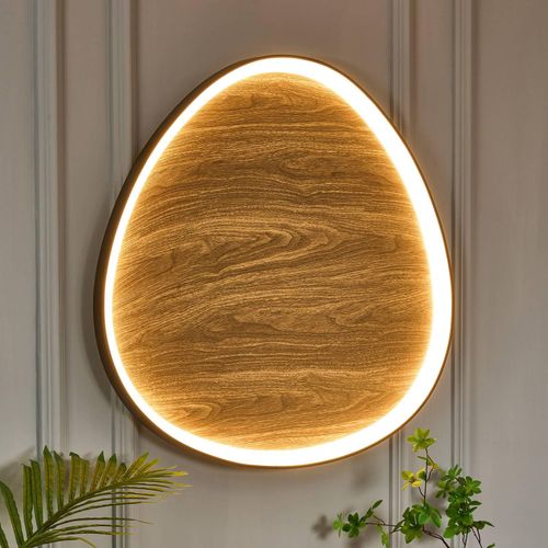 LED-Wandleuchte Bezi, holz hell, Ø 85 cm, Holz, CCT