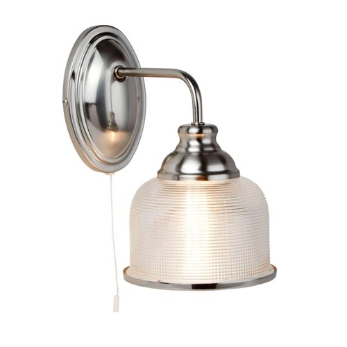 Wandleuchte Bistro II silber/Riffelglas