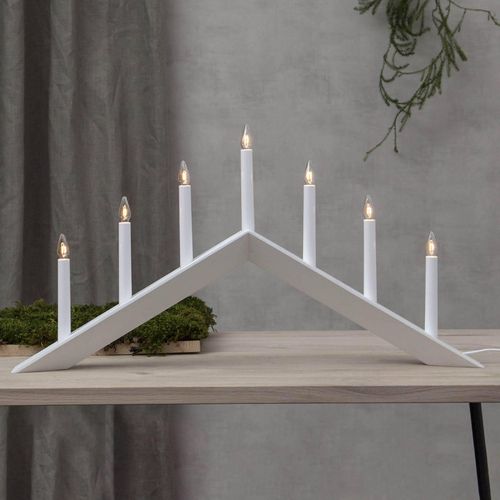 Kerzenleuchter Arrow, flach, 7flammig, weiß