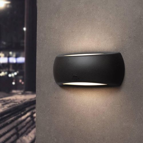 Außenwandleuchte Francy, schwarz/opal, E27 2.700 K, up/down