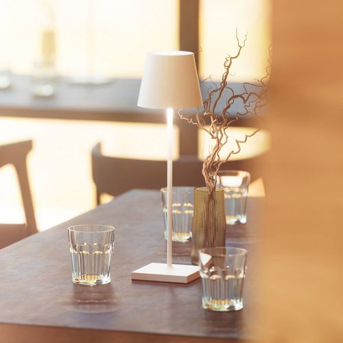 LED-Akkutischlampe Nuindie, USB-C, weiß, IP54, dimmbar
