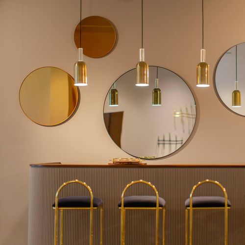 AYTM Spiegel Circum, rosefarben, Ø 70 cm, Glas, MDF-Holz