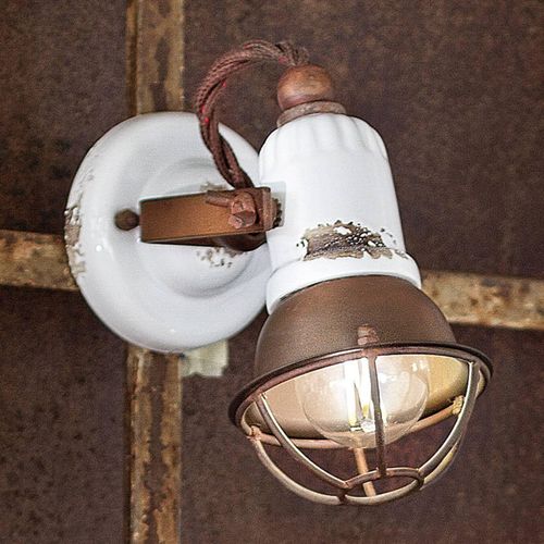 Wandlampe C1675/1, weiß/rostbraun, Keramik, 18 cm hoch, E14