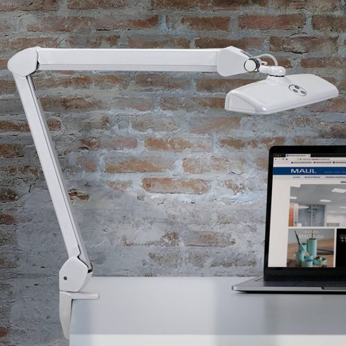 LED-Arbeitsplatzleuchte MAULintro, weiß, 52 cm, Klemmfuß