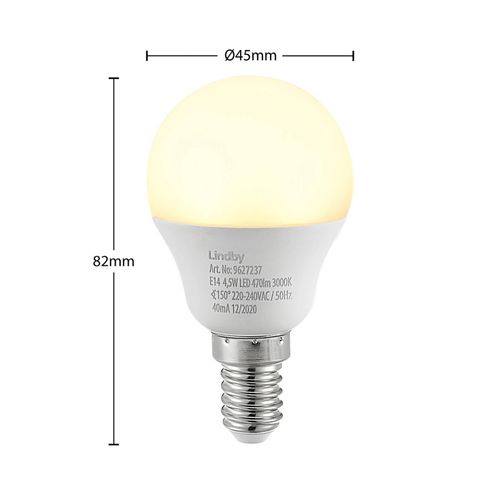 Lindby LED-Lampe E14 G45 4,5W 3.000K opal 10er-Set