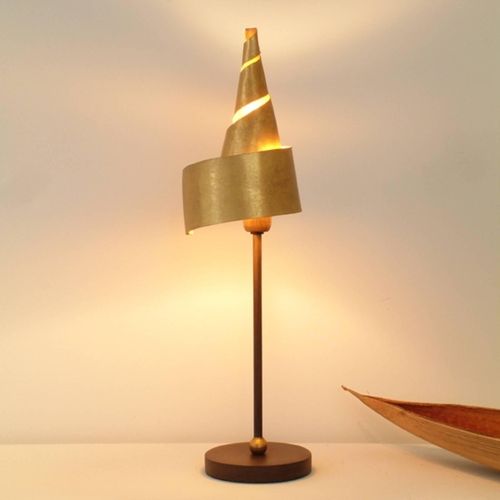 Goldene Tischleuchte ZAUBERHUT mit Metallschirm