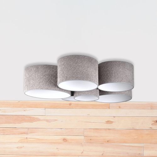 Deckenleuchte Boucle mit sechs Schirmen, grau