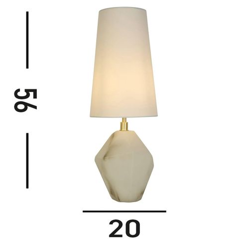 Tischleuchte Apex, weiß/weiß, Höhe 55,5 cm, Textil/Kunstharz