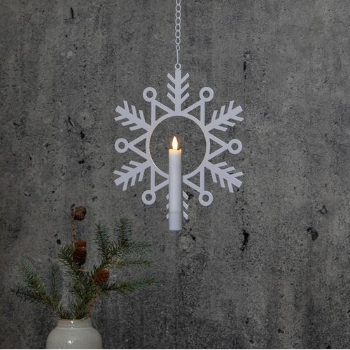 LED-Dekoleuchte Flamme Snow mit Wachskerze