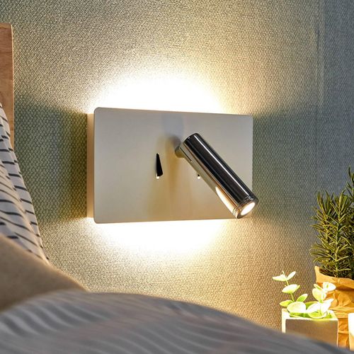 Lucande LED-Wandleuchte Elske, chrom/weiß, Metall, Leselampe