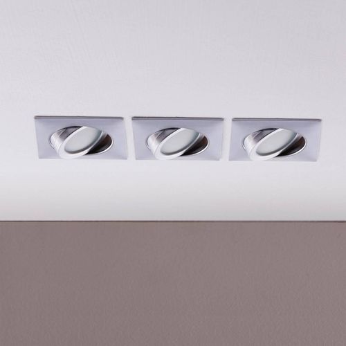 Chrom-Einbaulampen mit LEDs, eckig 3er-Set