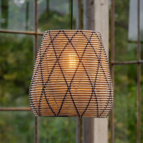 PR Home Außenhängeleuchte Lollo, Rattanoptik natur, Ø 38 cm