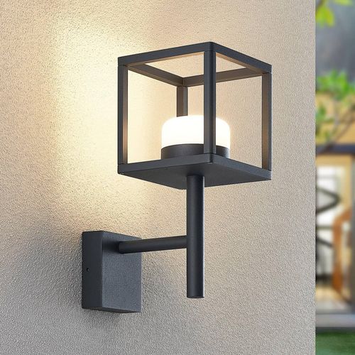 Lucande Außenwandlampe Timio, Uplight, grau, GX53, IP44