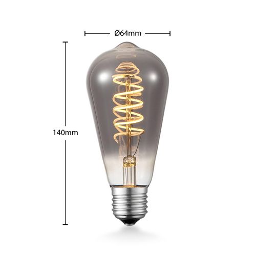 Lucande LED-Leuchtmittel E27 ST64 4W rauch 1.800 K dimmbar