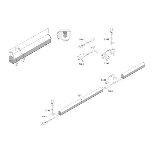 LED-Lichtleiste EcoLite F HO Anbau, 4.000K, 90cm