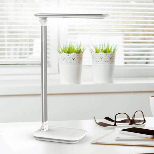 LED-Tischlampe MAULjazzy, weiß, Höhe 43 cm, dim USB-Port