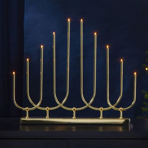 LED-Kerzenleuchter Novum, 10-flammig, messing