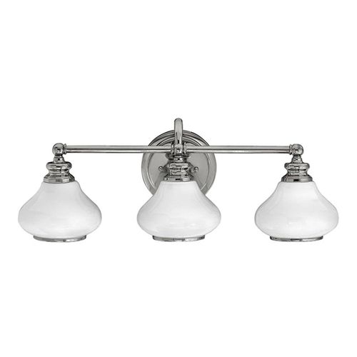 Chromfarbene Opalglas-Wandlampe Ainsley fürs Bad