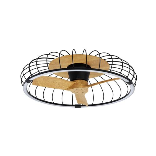 LED-Deckenventilator Nature, CCT App schwarz/buche